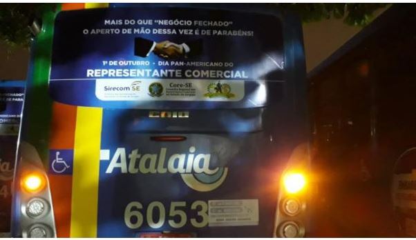 Busdoor – Circulando nas linhas da grande Aracaju e Itabaiana do dia 26 de setembro até o dia 26 de outubro em homenagem ao mês do Representante Comercial